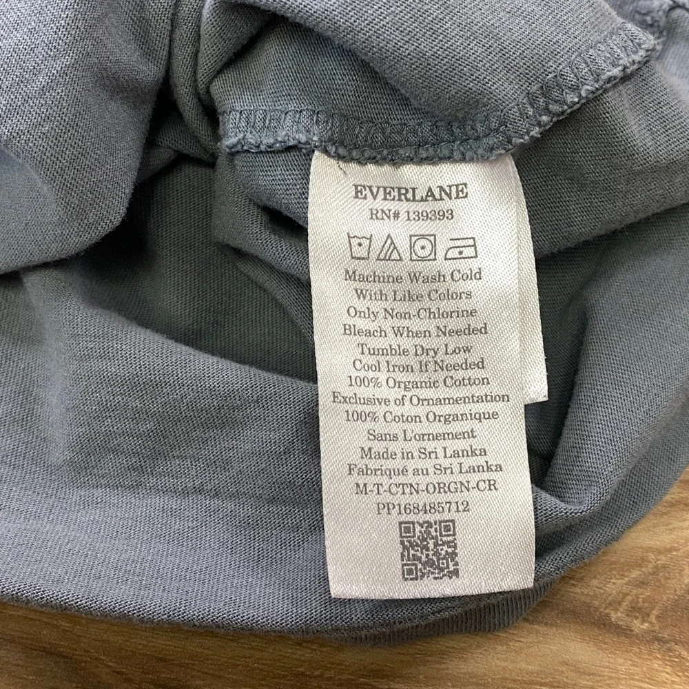 Everlane T-Shirt Men Large Organic Cotton Crew Neck Slate Blue Gray Minimalist - Picture 8 of 9